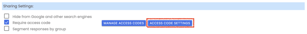 Access Code Settings